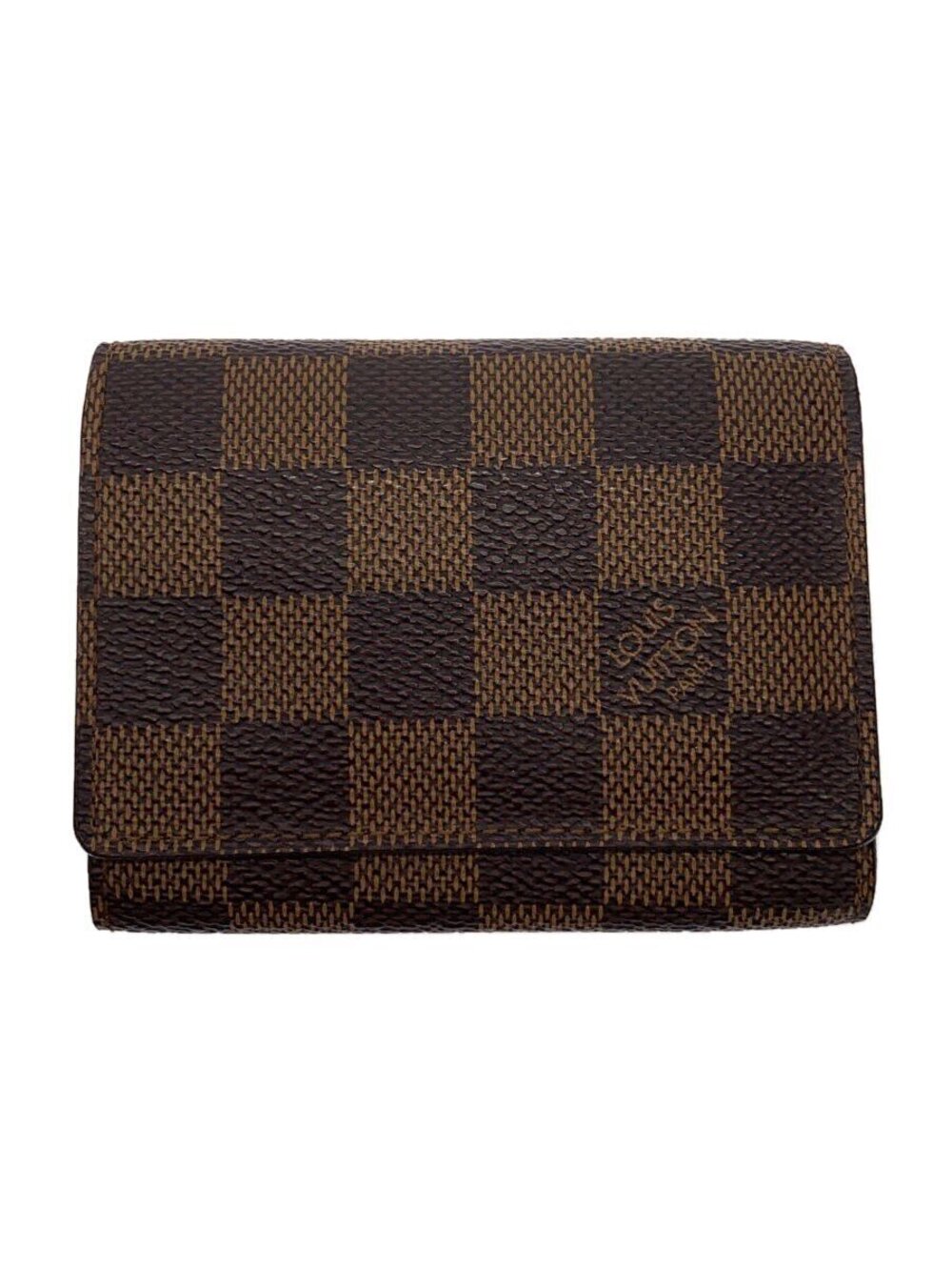 LOUIS VUITTON Envelope Wallet Carte de Visite Damier Ebene Brown Leather Brown